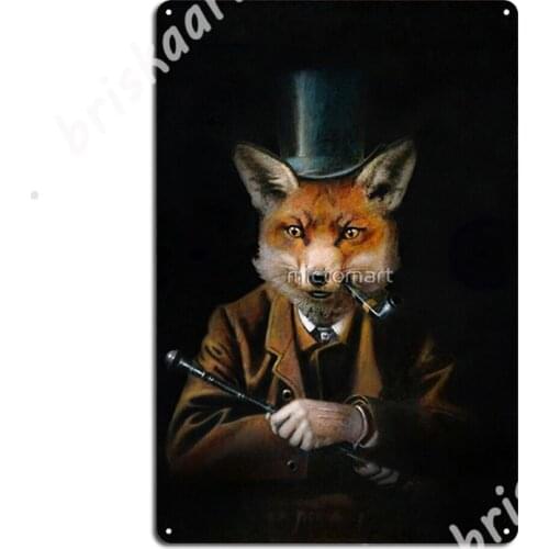 Dapper Victorian Fox Metal Signs Wall pub pub Garage create Wall Decor Tin sign Posters