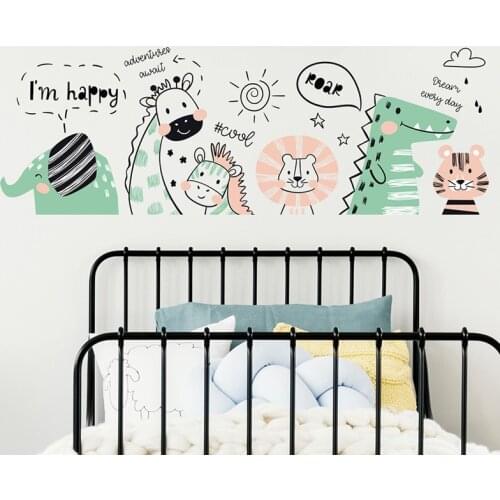 Cartoon animal buddy Wall sticker bedroom living room home decoration mural kids baby rooms wallpaper happy combination stickers