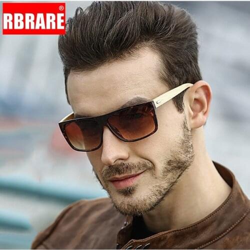 RBRARE Mens Gradient Goggle Driving Sunglasses Men Classic Bamboo Leg Outdoor High Quality Wooden Temples Sun Glasses For Men
