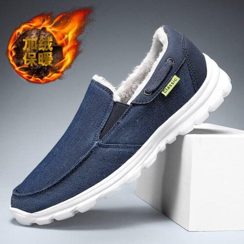 Autumn and Winter Canvas Shoes Mens Large Size Plus Cotton Mens Shoes Casual Shoes a Pedal Trend Lazy Shoes