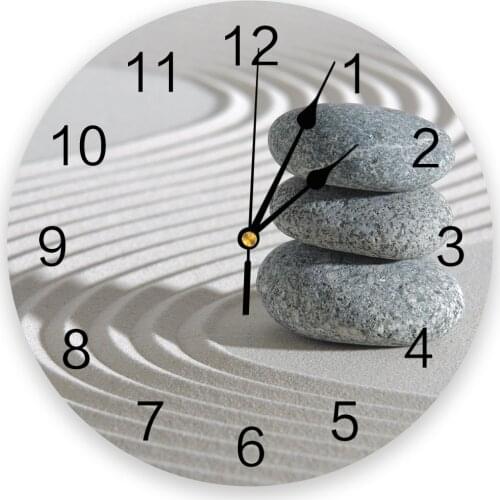 Zen Stone Wall Clocks Home Decoration Silent Round Wall Watches for Home Living Room Kitchen Wall Decor