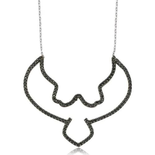 Real Silver 925 Jewelry Silver Black Eagle Women Necklace