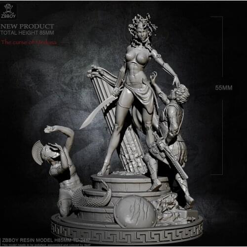 55mm Unpainted The Curse of Medusa GK Resin Figure Scale Model Kit Resin Colorless Self-Assembled Toy No.05