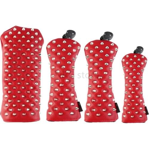 NRC Golf Head Covers Driver Fairways Hybrid Woods Putter Golf Covers RED BLUE Rivets