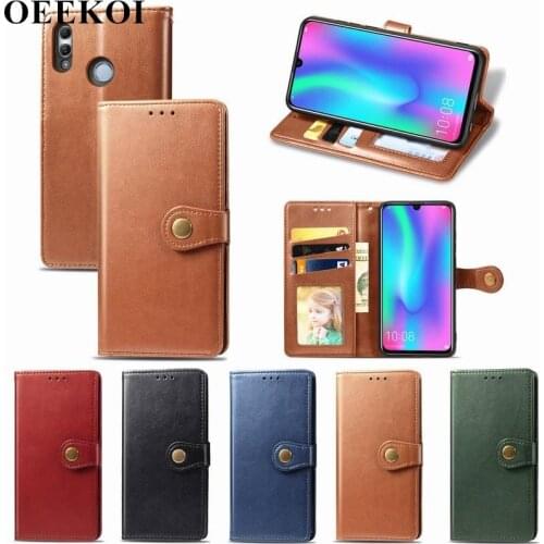 OEEKOI Pure Color PU Leather Wallet Flip Cover Case for Huawei Honor 10 Lite