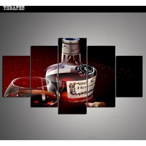 Op de muur HD print olieverf modulaire foto Wine Glass poster kind room decor woondecoratie 5 stks canvas art z085