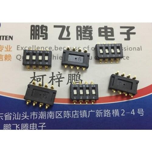 Original new 100% CWS-0401TB dial switch 4-bit piano type flat dial code SMD 2.54MM