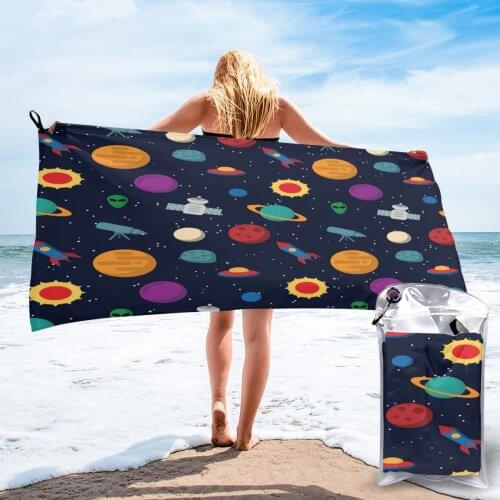 Bathing Towel Space Cartoon Print Bath Wearable Towel Dress Fast Drying Beach Spa Magical Nightwear Sleeping