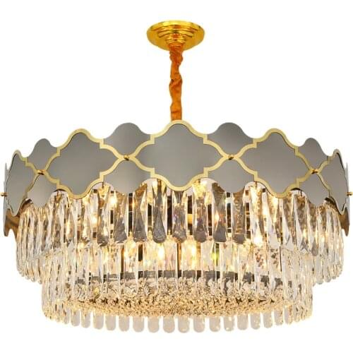 Postmodern Light Stainless Steel Crystal Chandelier Living Room Lamp Atmosphere Villa Bedroom Dining Room Starry Sky Lighting