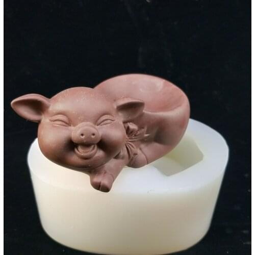 PRZY SN0116 Silicone Mold Resin Clay Cement Decoration Candlestick Molds Pig Shape Mold Handmade DIY Candle Aroma Mould