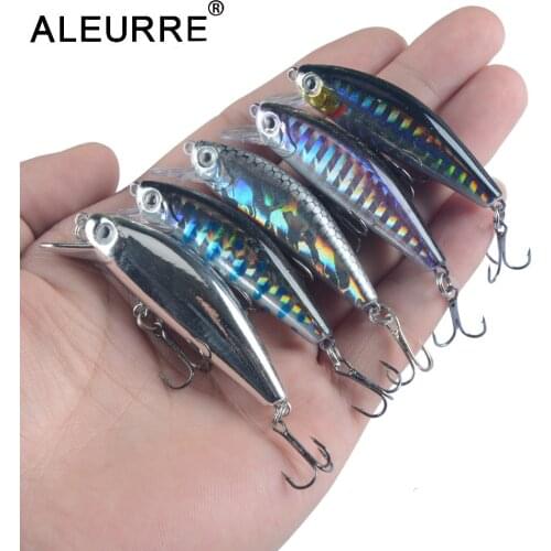 ALEURRE Slowly Sinking Minnow Fishing Lure Small Artificial Bait Hard Wobblers Pesca Plastic Crankbait 5.5cm 6.5g 8# Hook Tackle