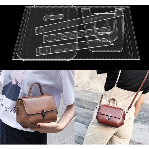 DIY handcraft leather small bag acrylic version type drawings leather art paper pattern template sewing pattern