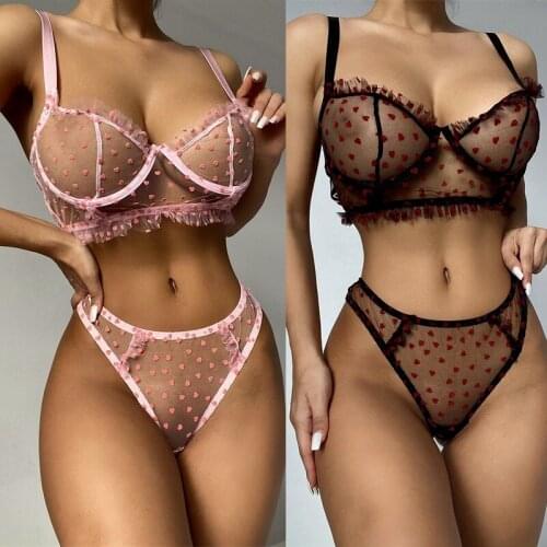 Mesh Perspective Sexy Lingerie Women Fashion Lace Seamless Bra Brief Sets Sexy Underwear Set Sensual Lingerie Woman Erotic Hot