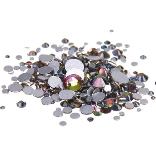 Rainbow All Sizes Non Hotfix Crystal Glass Rhinestones For 3D nail art decorations Garments Decoration Flatback Glue On Stones