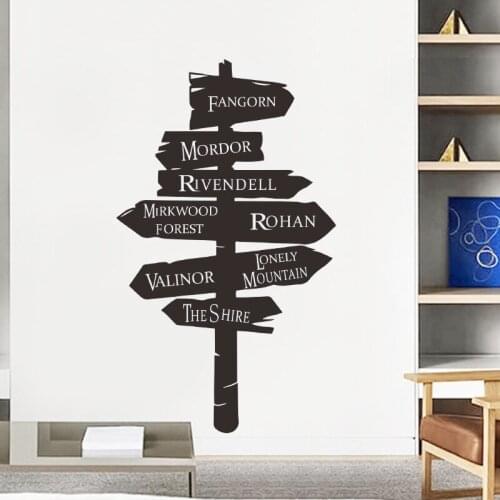 High Quality Black Road Sign Wall Sticker European And American Creative Home Decoration Removable Self-adhesive Wall Decal