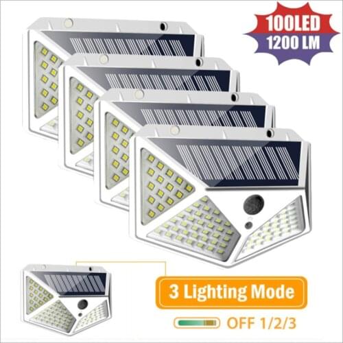 1/2/4/6pcs 100 LED Solar lamp outdoor Led solar Powered Sunlight Waterproof PIR Motion Sensor Light for Garden Decoration