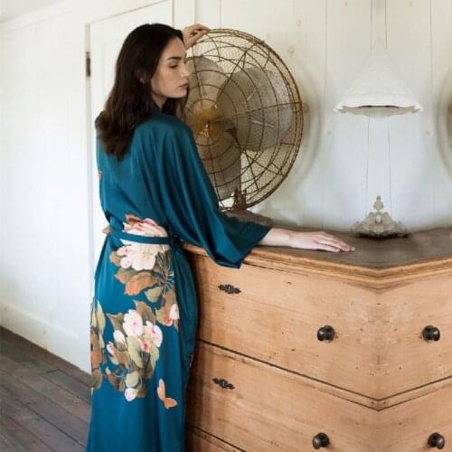 2021 Elegant Green Boho Printed Satin Tunic Plus Size Vintage Steert Wear Summer Clothing Women Tops and Blouses Shirts