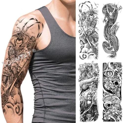 Large Arm Sleeve Tattoo Monkey King Warrior Waterproof Temporary Fake Tatoo Sticker Skull Japanese Men Women Full Totem Tatto