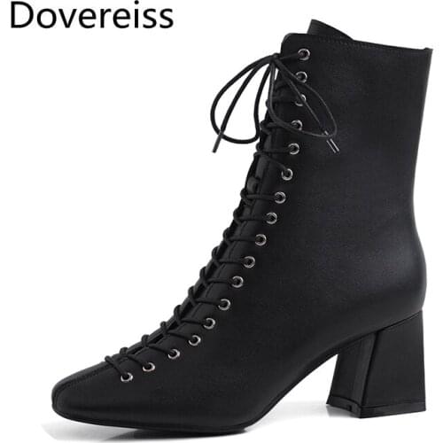 Dovereiss Fashion Womens Shoes Winter new Sexy Short boot Elegant sexy Concise Mature Zipper Square toe Short boots big size42