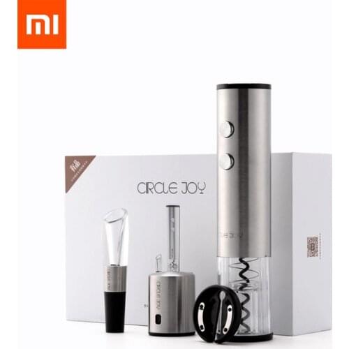 XIAOMI MIJIA Circle Joy Automatic Red Wine Bottle Opener Round Wine Stopper Decanter Stainless Steel Electric Corkscrew Gift