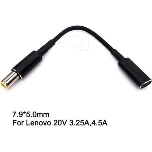 100W USB 3.1 Type C USB-C To DC 20V 7.9 x 5.0Mm 7.9 * 5.5 Power Plug PD Emulator Trigger Charge Cable for Lenovo Laptop