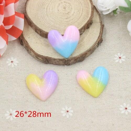 15pcs/lot resin heart DIY resin cabochons accessories mix colors for kids hair