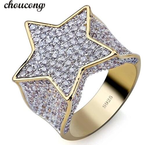2019 BLING Star male Hiphop Ring Pave AAAAA cz 925 Sterling silver Party Wedding Band Rings For men women Rock Iced out Jewelry