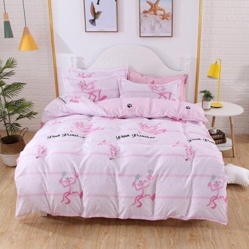 Pink Wave Stripe Letter Printed Bedding Set Linen Set Include Duvet Cover Bed Sheet Pillowcase Twin Full Queen King Size
