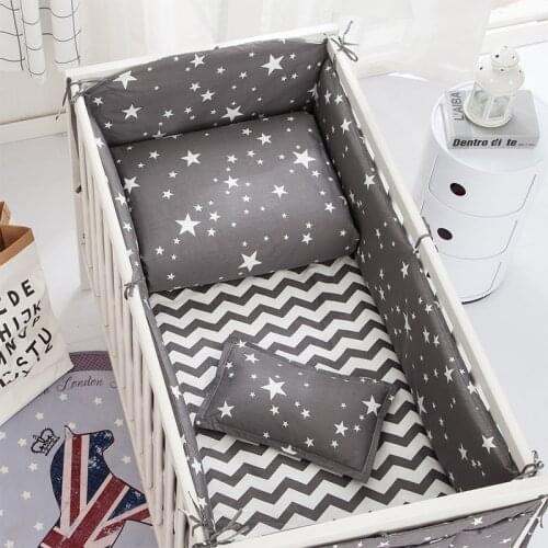 Baby Bedding Sets 100%Cotton Cartoon Baby Crib Protective Bumpers Padded Newborn Crib Rail Cot Bed Sheet Pillowcase Baby Bed Set