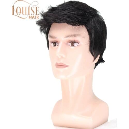 Louise Hair Short Striaght Full Synthetic Wig for Men Male Hair Fleeciness Realistic 100% Real Natural Hair Wigs