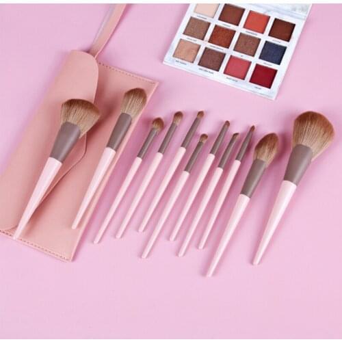 11Pcs Makeup Brushes Kit Soft Natrual Hair Profession Makeup Brushes Set with Bag Powder Blush Eyeshadow Blending Brush Set