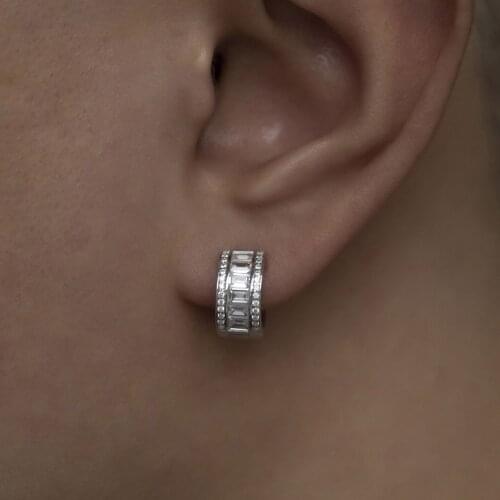 Iced Out Bling Lover Couple Jewelry Full 5A Cubic Zirconia Paved Small Round Huggie Hoop Earring Men Women
