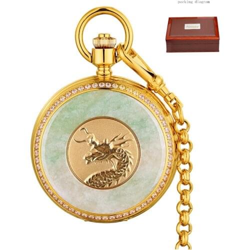 NEW Brand classic Women pocket Watch natural Jade mechanical Men Clock Fashion popular classic high quality Top Female Clock