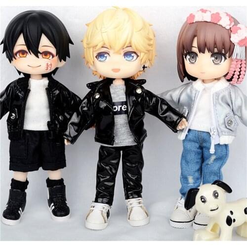 Ob11 baby clothes zipper clip overcome colorful laser coat leather clothes 1/12 doll clothes GSC body wear ob11 baby clothes