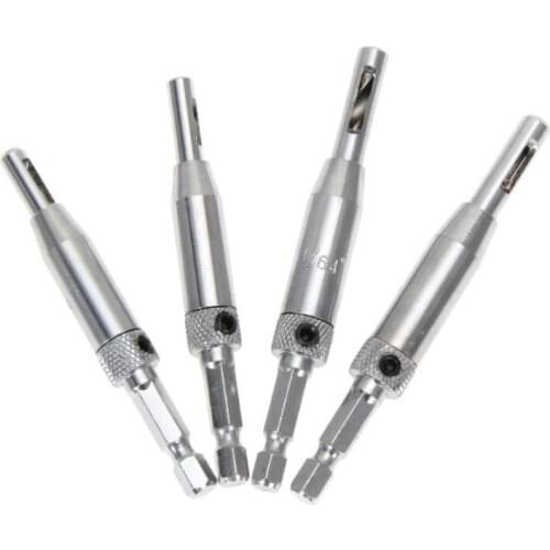 OIMG 4 pcs HSS Self Centering Hinge Drill Bits Set Door Cabinet 5/64" 7/64" 9/64" 11/64" Center Drill Bit DropShipping