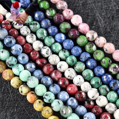 OMH Z79 4 6 8 10mm Polished By Hand Jewelry DIY Making Bracelet Necklace Round Volcanic Rock Natural Jade Loose Spacer Beads
