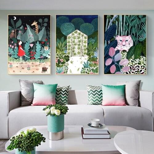 Tiger Raccoon Giraffe Leopard Moroccan Boho Nordic Posters And Prints Wall Art Canvas Painting Wall Pictures For Bedroom Decor