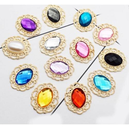 2020New 100Pcs Oval Acryl Rhinestone button for DIY hair accessoriess or phone case decoration BD85