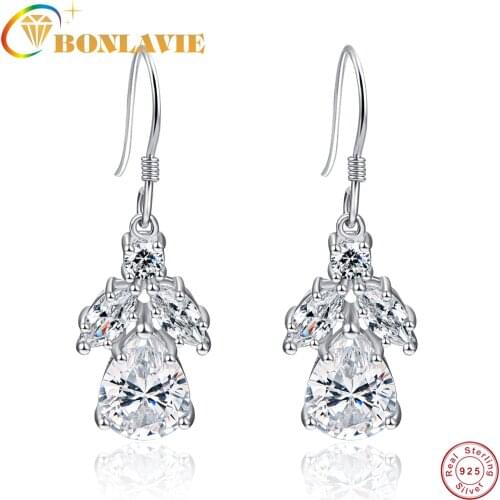 925 Silver Earrings Wedding 7*9mm Diamond Zircon Earrings Ear Studs for Wedding Engagement Party