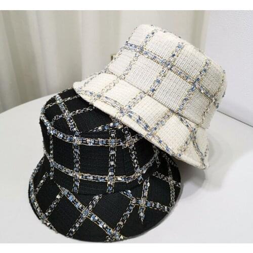 Fisherman hat small fragrant wind bronzing lattice fashion all-match sun protection hat female basin hat for women bucket hat