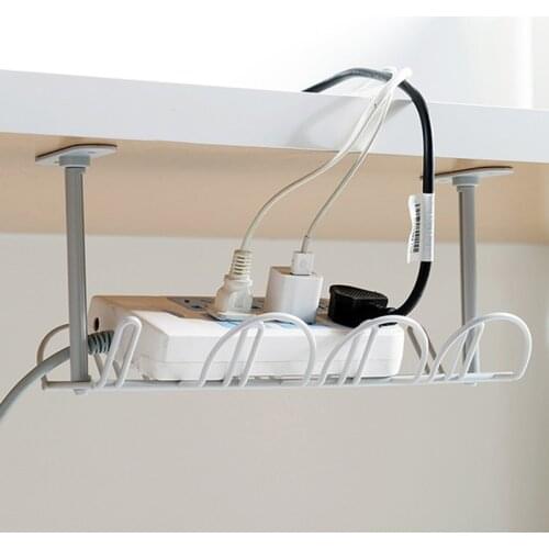 Home Living Room Storage Rack Under Desk Cable Management Tray Wire Cord Power Strip Adapter Organizer Shelf