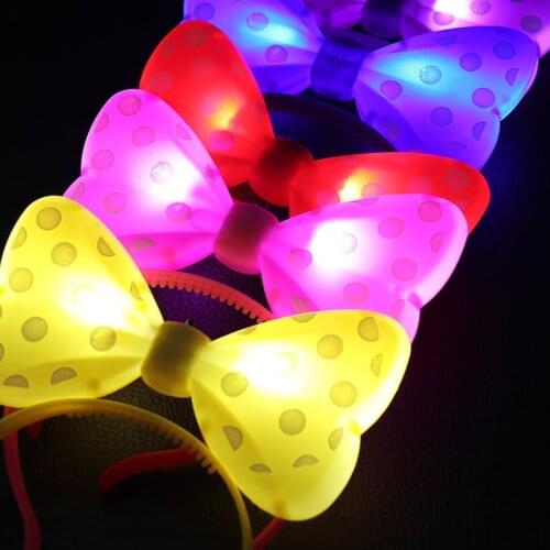 Glowing Bow Flashing New Year Headdress Concert Festival Props Dress Up Supplies Childrens Toy Headband Glow In the Dark Color