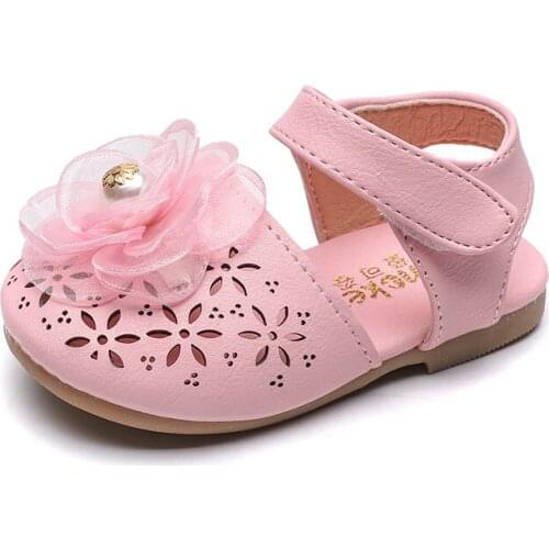 Girls Shoes Soft Flower Princess Flat Shoes Girl Summer New Sandals Closed Toe Children Shoes Newborn First Walker Shoes