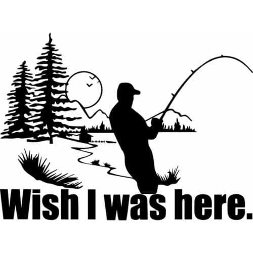 Creative Hope I Am Here Fishing Fisherman Hunting Outdoor Car Stickers Pvc Car Decoration Decals Black/white, 18cm * 13cm