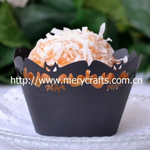 Halloween baby shower decorations,Halloween cake wrap,laser cut cheap Halloween bat cupcake wrappers