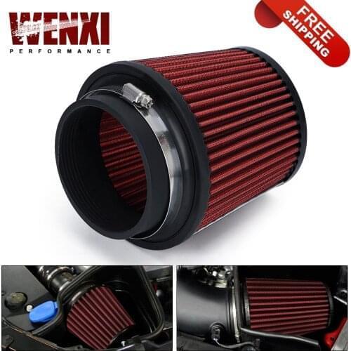 Neck 4" 100mm Universal Car High Flow Cold Air Intake Air Filter Power Intake Air Inlet System Mushroom Head Air Cleaner Red