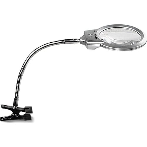 2.25X 2.5X Clip-On Reading Magnifying Glass Handheld Desktop Magnifying Glass, Loupe Metal Hose Led Lighted Lamp