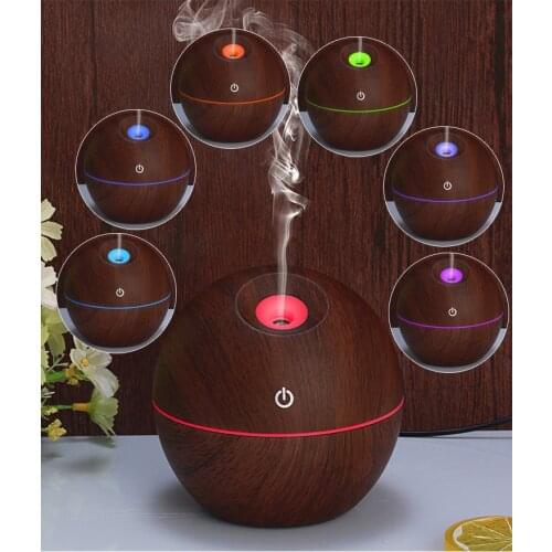 Mini Air Humidifier USB Ultrasonic Aroma Diffuser Wood Grain 7 LED Light Electric Essential Oil Diffuser For Home Aromatherapy