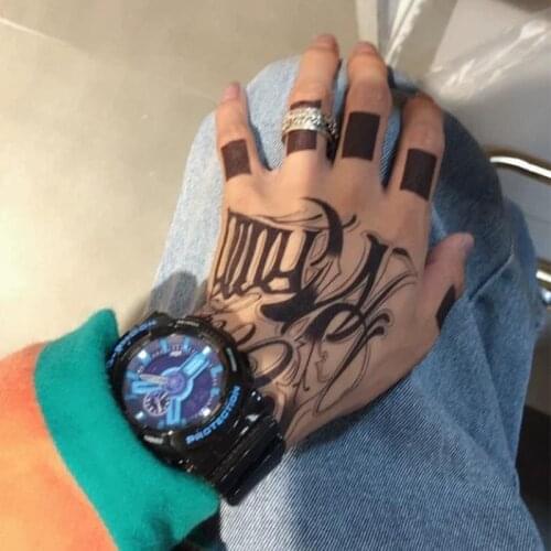 Black Block Waterproof Hand Temporary Tattoo Stickers For Men Women Fake Tatto Dark Body Arm Art Party Decoration Decals