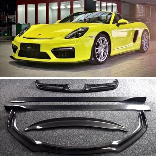 High Quality Carbon Fiber Bumper Front Lip +Rear Diffuser + Side skirt +Spoiler Protector For Porsche Cayman 981 GT4 2013-2015